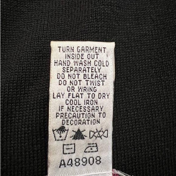 Victor Costa Women's Top Size L in Black with Faux Turquoise Beads Sequin Decor - Picture 6 of 6